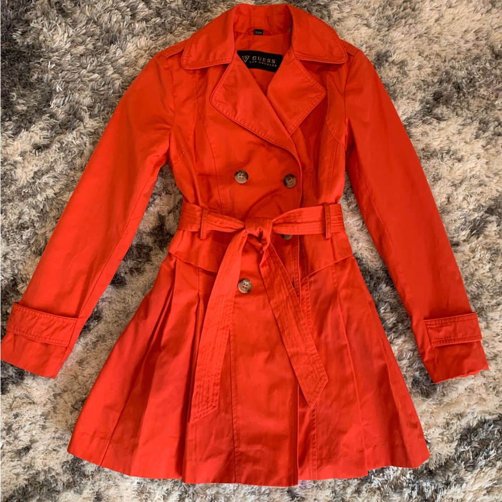 GUESS Women's Double Breasted Belted Trench Coat Casual Jacket Size S